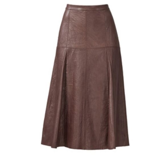 Halston Heritage Taupe Leather Skirt Size 8 - Picture 4 of 16